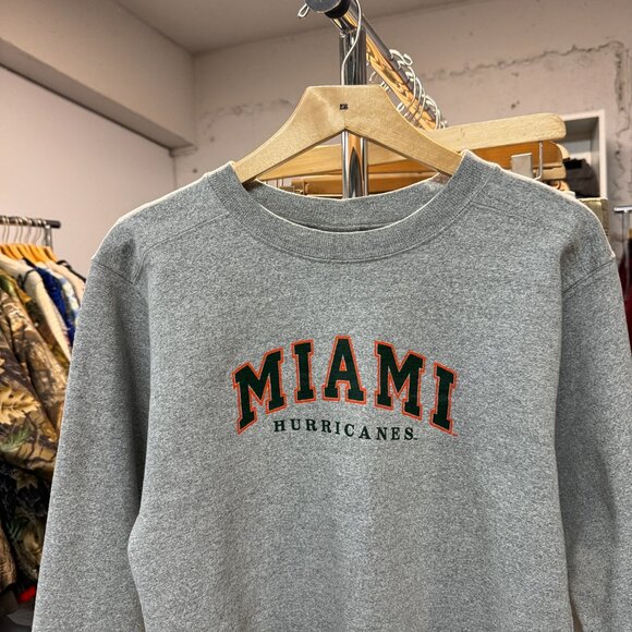 VINTAGE 1990'S MIAMI HURRICANES COLLEGIATE SWEATER IN GREY - Picture 2 of 3